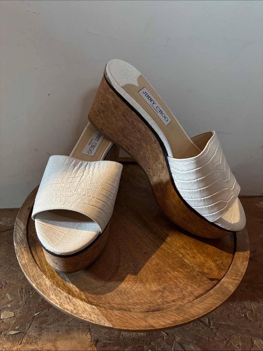 NWT Jimmy Choo white wedge sandals